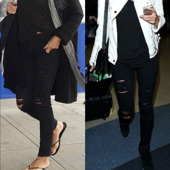 Frame Denim Le Skinny de Jeanne black ripped jeans Size 26 - Picture 7 of 7